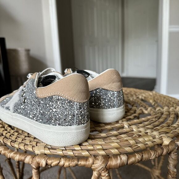 Vintage Havana Silver Glitter Tan Star Sneakers Sz 7 EXCELLENT! Beige White Shoe - Picture 4 of 9